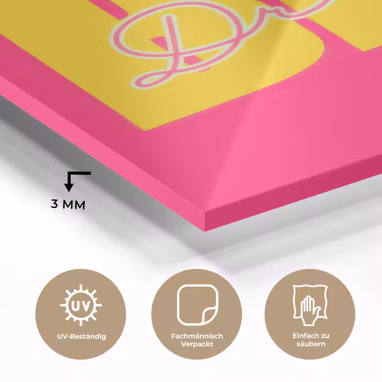Dream big - Roze - Geel - Minimalistisch plexiglas 5mm klein -wsfeer2_DE