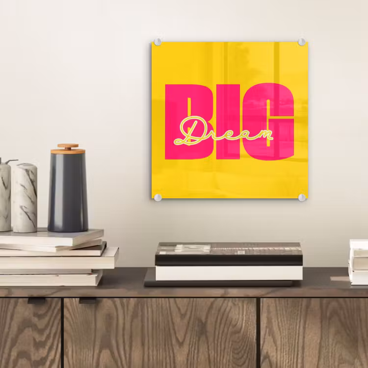 Dream big - Geel - Roze plexiglas 5mm klein -sfeer1