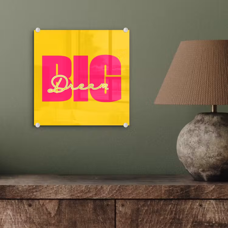 Dream big - Geel - Roze plexiglas 5mm klein -sfeer3