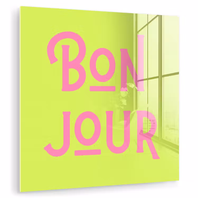 Groen - Roze bonjour - art-deco plexiglas 5mm klein -zzzproduct_nieuw
