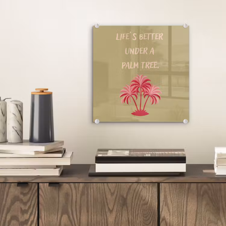 Groen - Zomer - Quote - Palmboom plexiglas 5mm klein -sfeer1