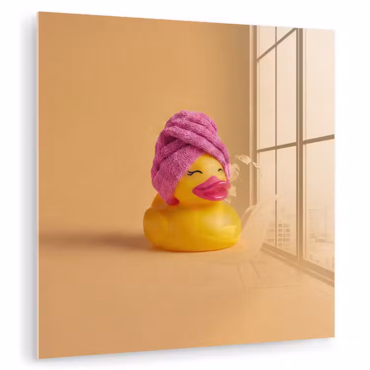 Badeend - Handdoek - Kleurrijk plexiglas 5mm klein -zzzproduct_nieuw