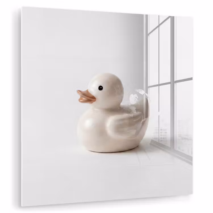 Badeend - Minimalistisch - Wit plexiglas 5mm klein -zzzproduct_nieuw