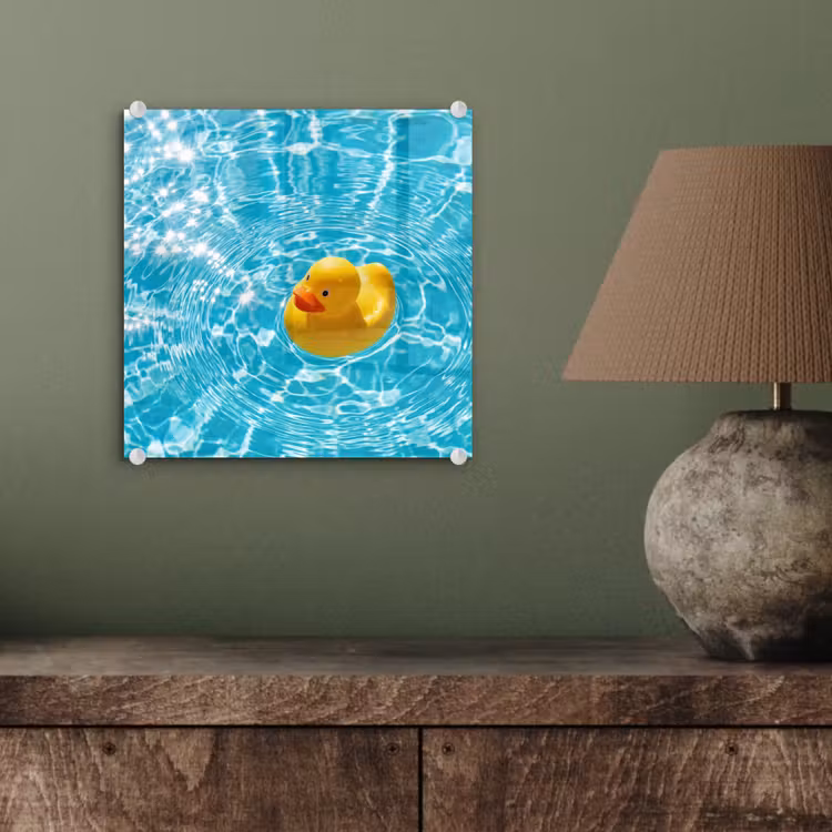 Badeend - Dobberen - Blauw plexiglas 5mm klein -sfeer3