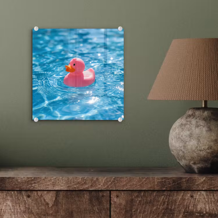 Badeend - Dobberend - Roze plexiglas 5mm klein -sfeer3