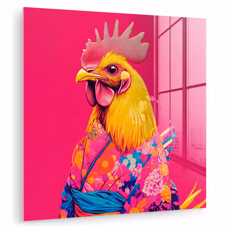 Haan - Kleurrijk - Kimono - Roze plexiglas 5mm klein -zzzproduct_nieuw