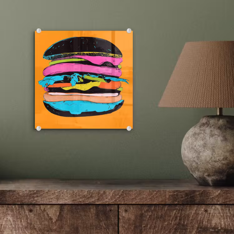 Hamburger - Kleurrijk - Speels plexiglas 5mm klein -sfeer3