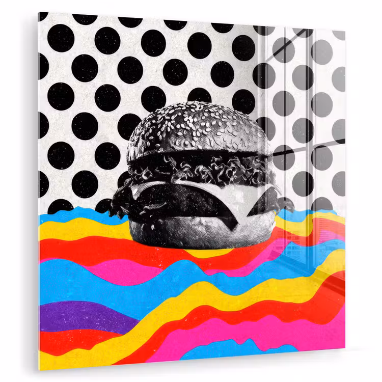 Hamburger - Stippen - Golven - Kleuren plexiglas 5mm klein -zzzproduct_nieuw