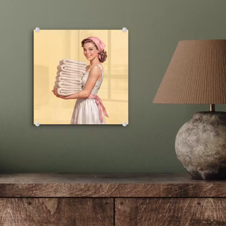 Handdoeken - Vrouw - Jurk - Roze plexiglas 5mm klein -sfeer3