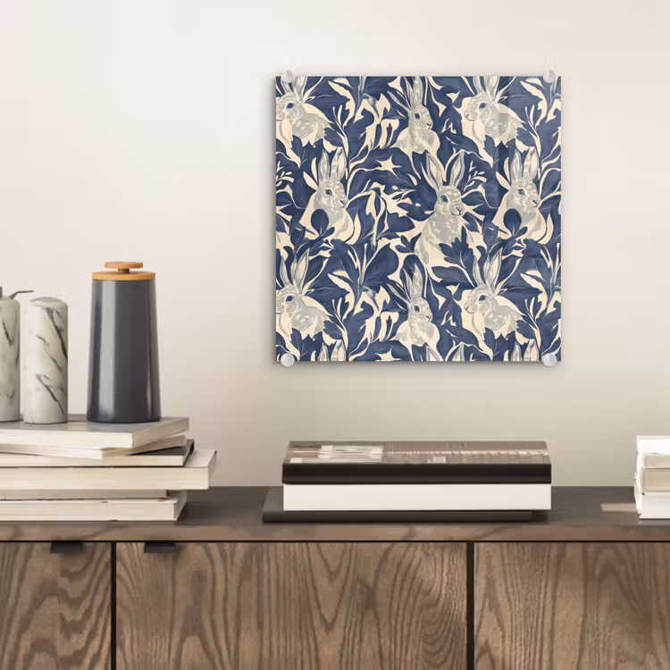 Hazen - Bladeren - Patroon - Blauw - Beige plexiglas 5mm klein 11 -sfeer1