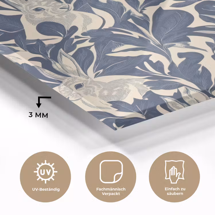Hazen - Bladeren - Patroon - Blauw - Beige plexiglas 5mm klein 11 -wsfeer2_DE