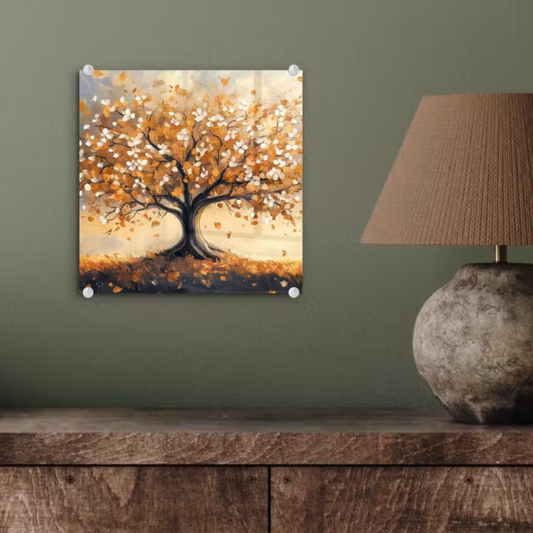 Herfst - Boom - Oranje - Bladeren - Levensboom - Abstract plexiglas 5mm klein -sfeer3