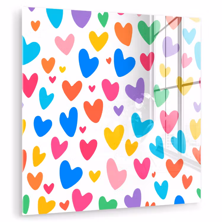 Hartjes - Kleurrijk - Patroon - Levendig plexiglas 5mm klein -zzzproduct_nieuw