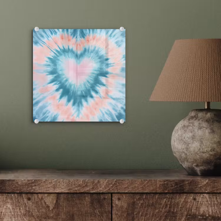 Hartvormig - Tie dye - Pasteltinten - Lichtgroen plexiglas 5mm klein -sfeer3