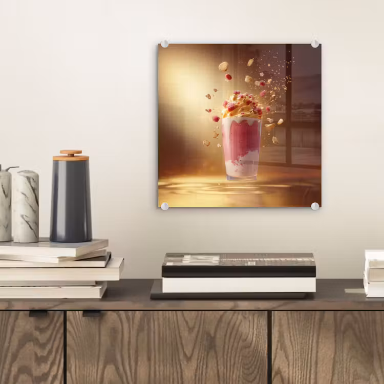 Framboos - Smoothie - Drinken - Roze plexiglas 5mm klein -sfeer1