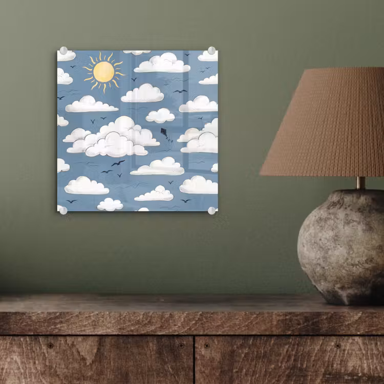 Lucht - Zon - Wolken - Natuur - Blauw plexiglas 5mm klein -sfeer3