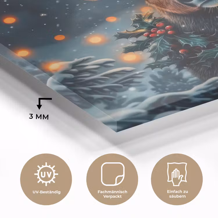 Hert - Kerst - Winter - Sneeuw - Kerstkrans plexiglas 5mm klein -wsfeer2_DE