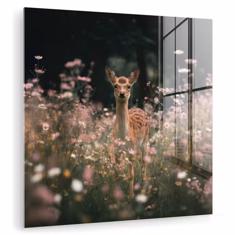 Hert - Wilde bloemen - Bos plexiglas 5mm klein -zzzproduct_nieuw
