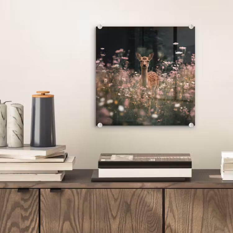 Hert - Wilde bloemen - Bos plexiglas 5mm klein -sfeer1