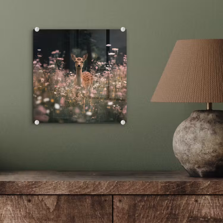Hert - Wilde bloemen - Bos plexiglas 5mm klein -sfeer3