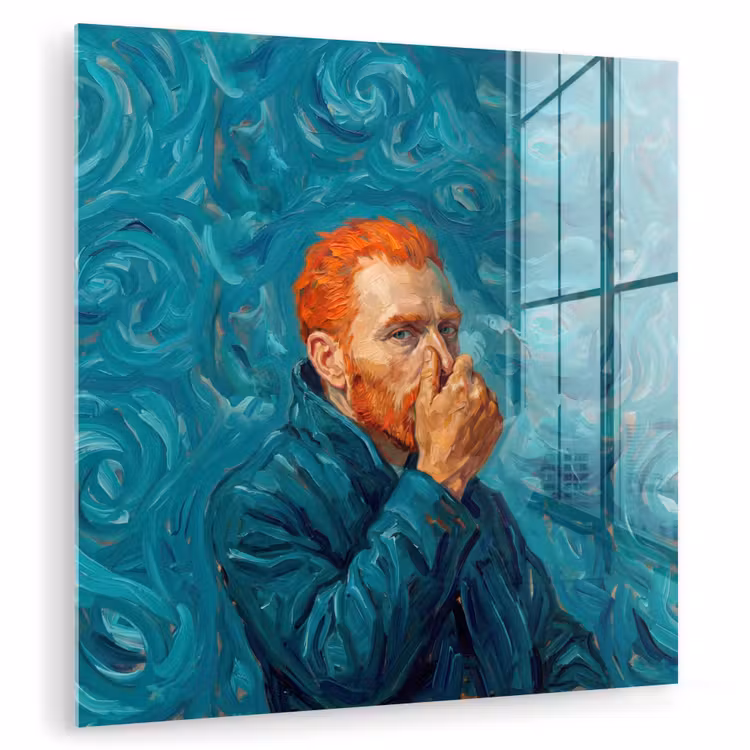 Portret - Klassiek - Blauw plexiglas 5mm klein -zzzproduct_nieuw