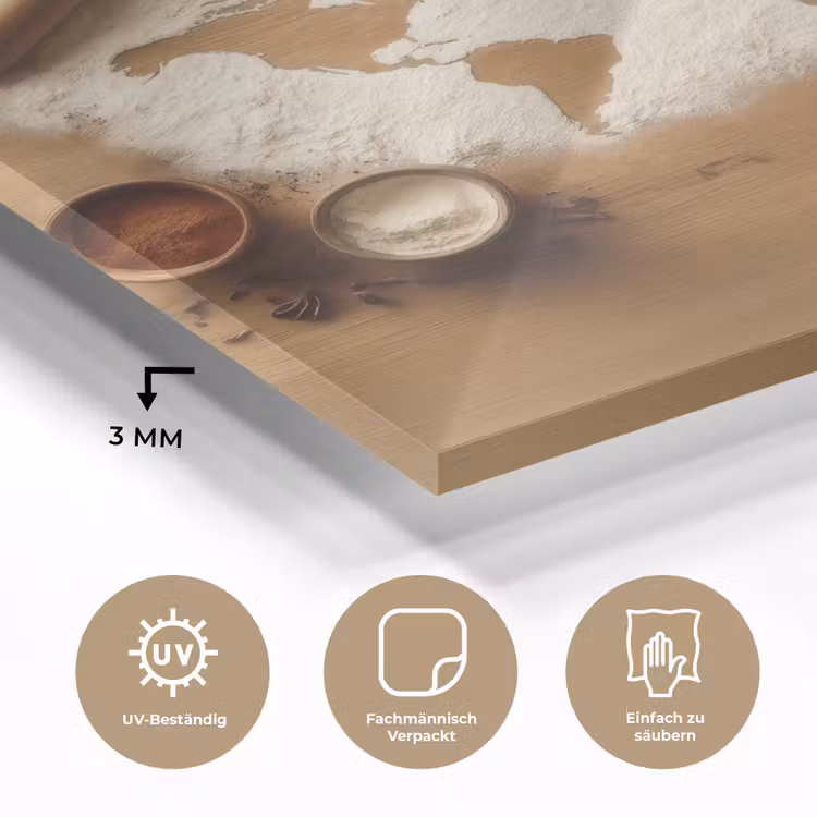 Hout - Wereldkaart - Bakken - Keuken plexiglas 5mm klein -wsfeer2_DE