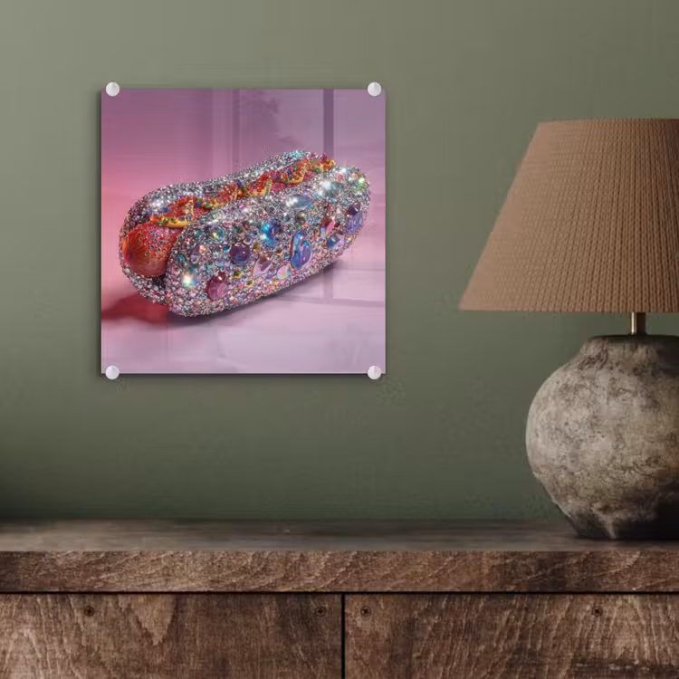 Hotdog - Steentjes - Glitters - Paars plexiglas 5mm klein -sfeer3