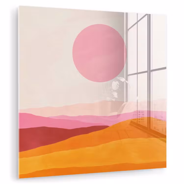 Heuvels - Oranje - Zon - Abstract plexiglas 5mm klein -zzzproduct_nieuw