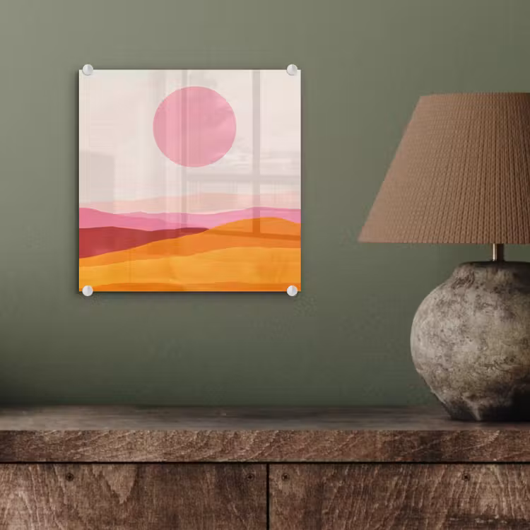Heuvels - Oranje - Zon - Abstract plexiglas 5mm klein -sfeer3