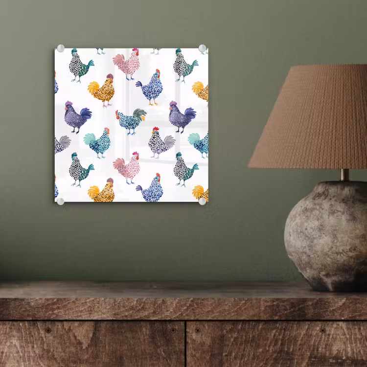 Kippen -Aquarel - Kleurrijk plexiglas 5mm klein 11 -sfeer3