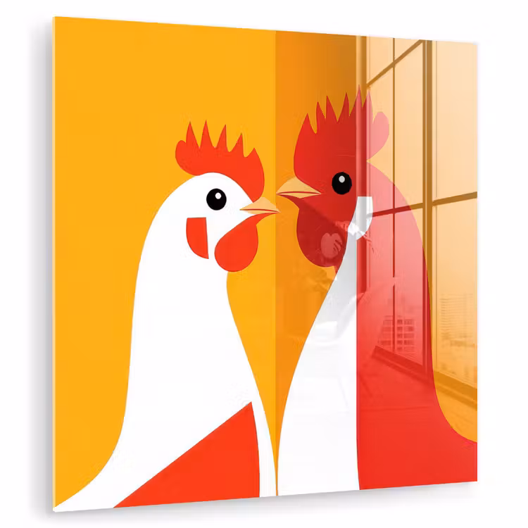 Kippen - Oranje - Vlakken plexiglas 5mm klein -zzzproduct_nieuw