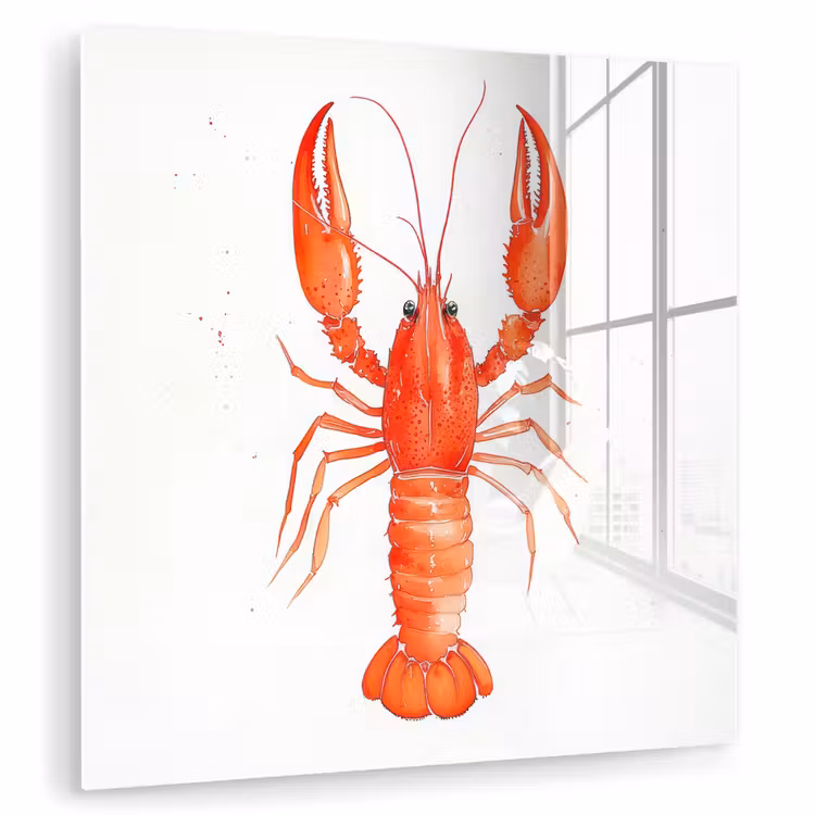 Kreeft - Waterverf - Aquarel - Oranje plexiglas 5mm klein -zzzproduct_nieuw