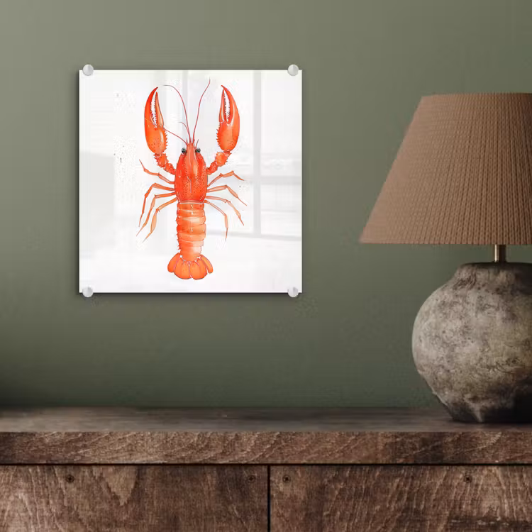Kreeft - Waterverf - Aquarel - Oranje plexiglas 5mm klein -sfeer3