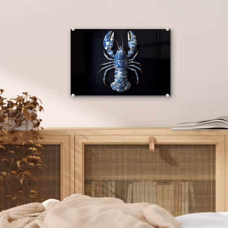 Kreeft - Delftsblauw - Schild - Stoer plexiglas 5mm klein -sfeer3
