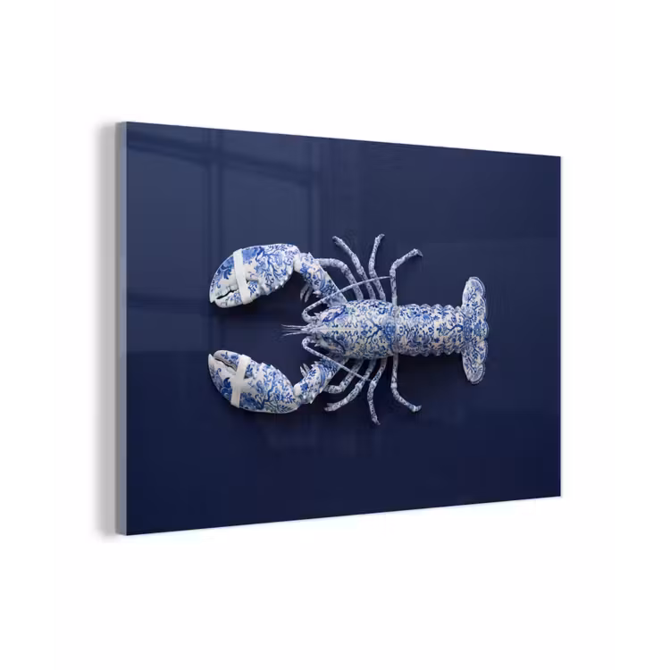 Kreeft - Porselein - Delfts - Blauw plexiglas 5mm klein -zzzproduct_nieuw