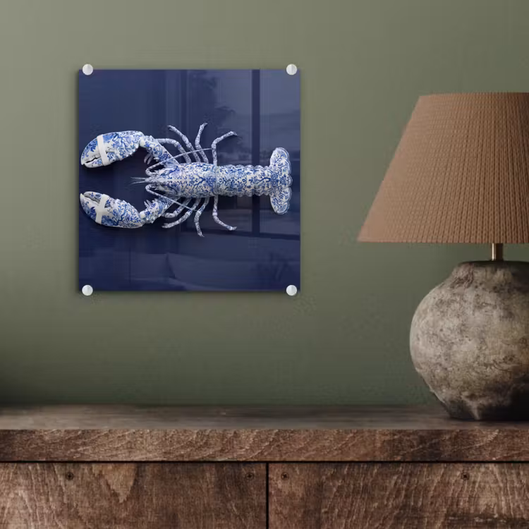 Kreeft - Porselein - Delfts - Blauw plexiglas 5mm klein -sfeer3