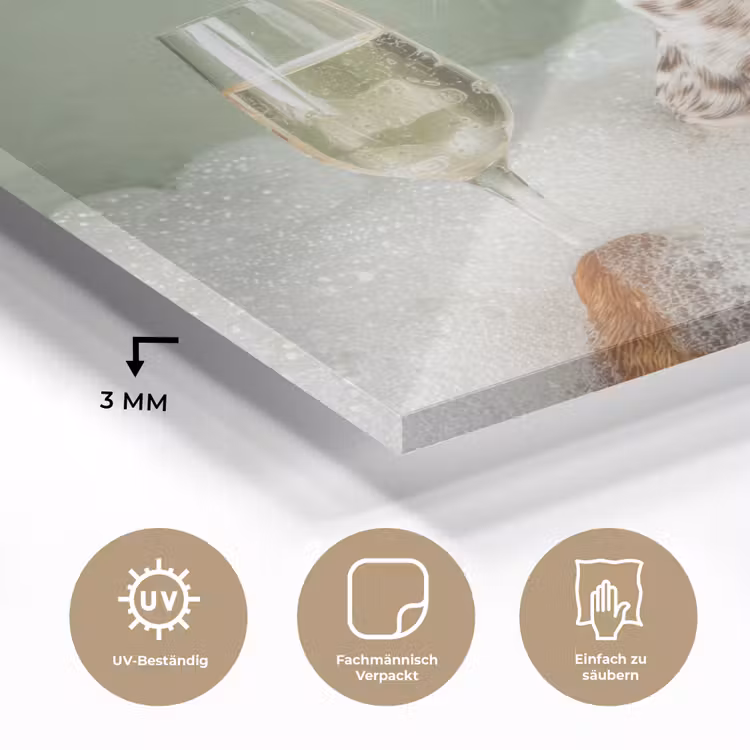 Hond - Bad - Champagne - Handdoek plexiglas 5mm klein -wsfeer2_DE