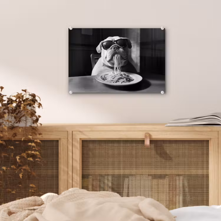 Hond - Bulldog - Pasta - Bril - Stoer - Dieren plexiglas 5mm klein -sfeer3