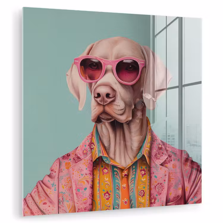 Hond - Overhemd - Bloemen - Bril plexiglas 5mm klein -zzzproduct_nieuw