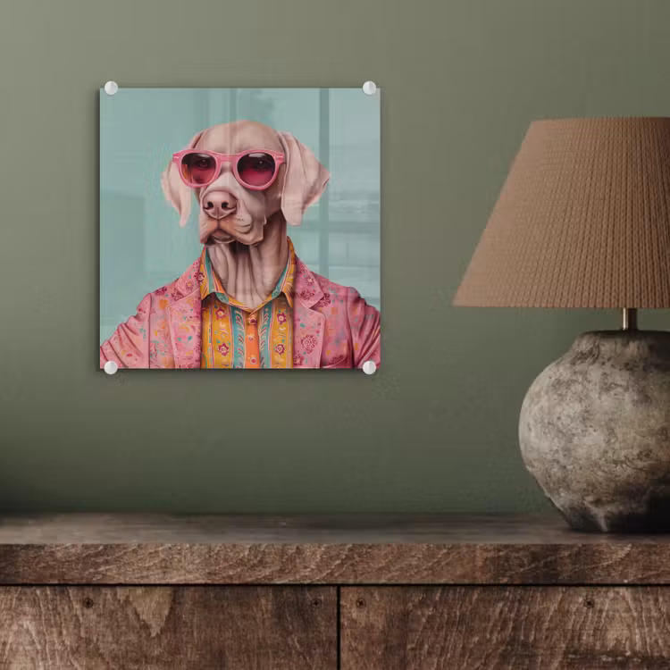 Hond - Overhemd - Bloemen - Bril plexiglas 5mm klein -sfeer3