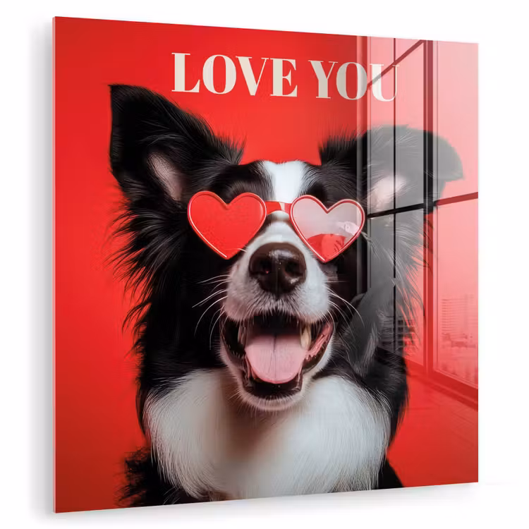 Hond - Hartjesbril - Loveyou - Rood plexiglas 5mm klein -zzzproduct_nieuw
