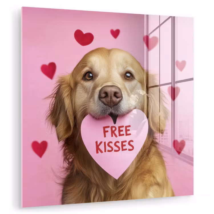 Hond - Kiss- Valentijn - Hartjes plexiglas 5mm klein -zzzproduct_nieuw