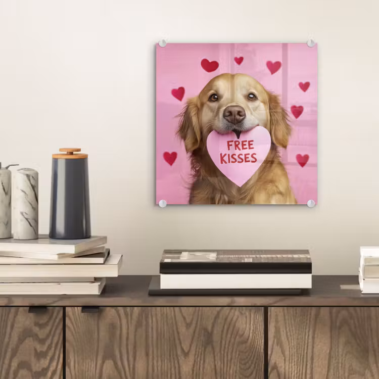 Hond - Kiss- Valentijn - Hartjes plexiglas 5mm klein -sfeer1