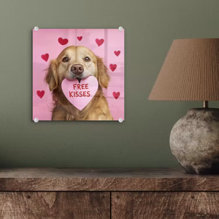 Hond - Kiss- Valentijn - Hartjes plexiglas 5mm klein -sfeer3
