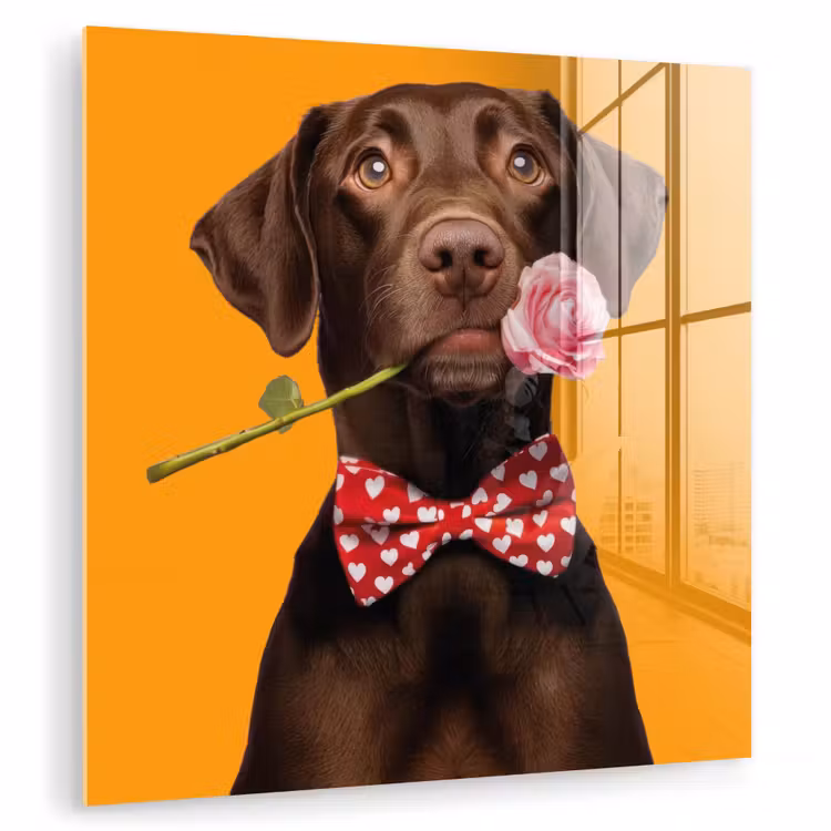 Hond - Oranje - Roos - Valentijn plexiglas 5mm klein -zzzproduct_nieuw