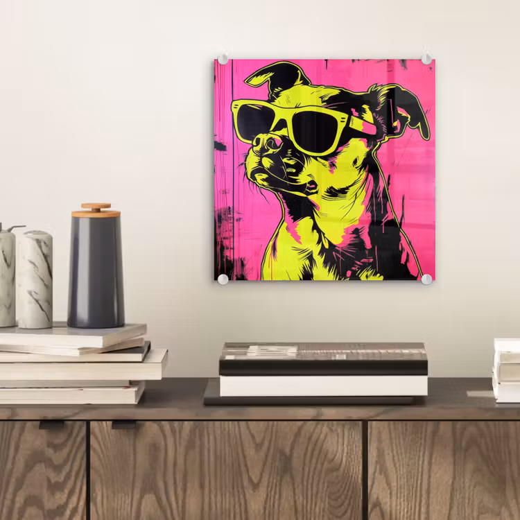 Hond - Zonnebril - Roze - Art plexiglas 5mm klein -sfeer1