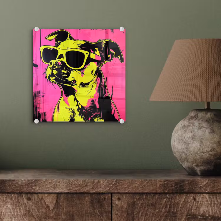 Hond - Zonnebril - Roze - Art plexiglas 5mm klein -sfeer3