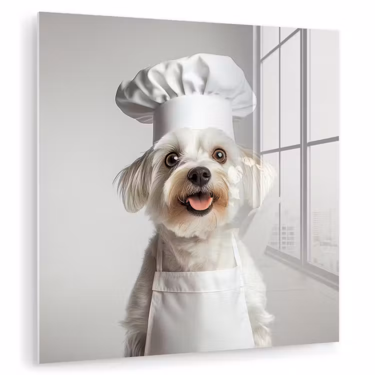 Hond - Wit - Kok plexiglas 5mm klein -zzzproduct_nieuw