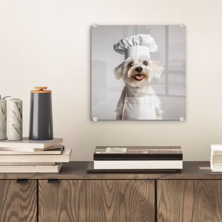 Hond - Wit - Kok plexiglas 5mm klein -sfeer1