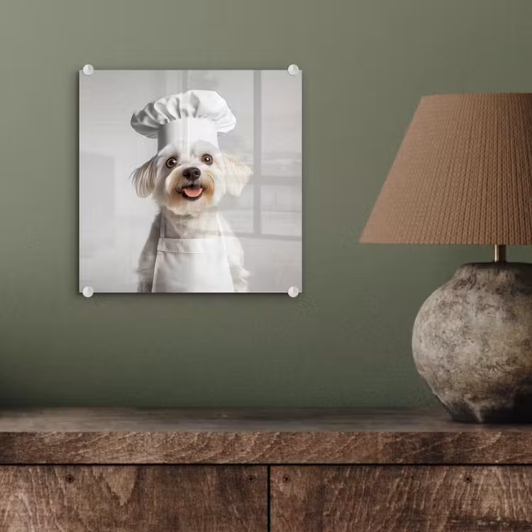 Hond - Wit - Kok plexiglas 5mm klein -sfeer3